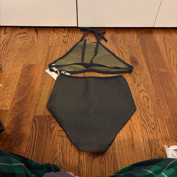 ARQ Giulia Swim Halter and Zan Bottoms Black & Olive Bikini New with Tags - Picture 4 of 6